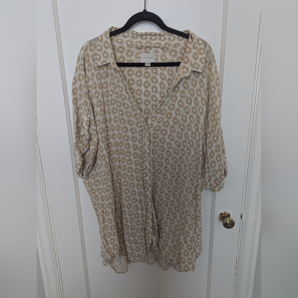 American Eagle Outfitters Floral Patterned Button Down Shirt XXL